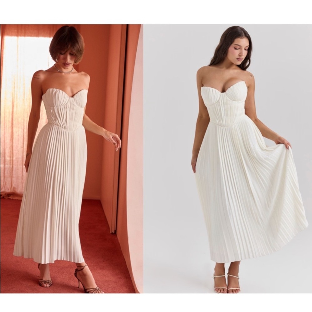 HOUSE OF CB 'Amorata'‎ Ivory Pleated Maxi Dress NWOT size XS D-DD - Picture 10 of 17